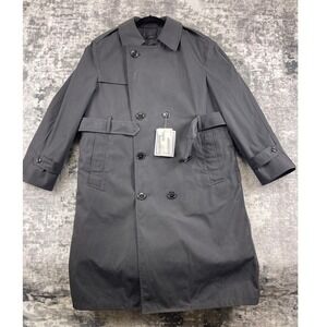 Vtg US Army Men's 38S Trench Coat Black All Weather Topcoat Military Issue NWT